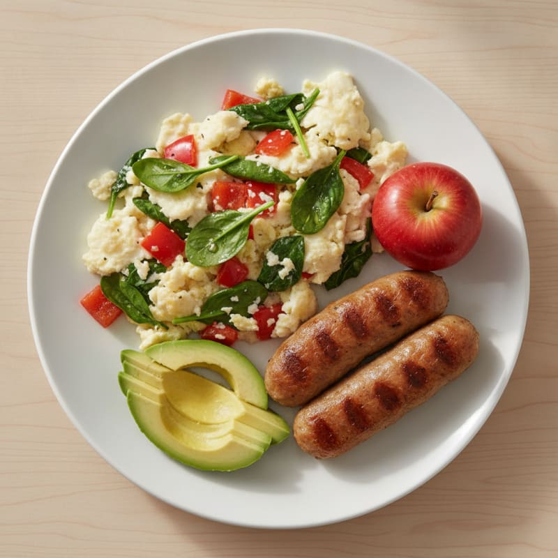 Egg White Veggie Scramble with Turkey Sausage