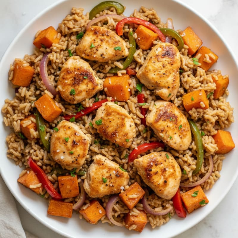 Sweet Potato Chicken and Rice Skillet