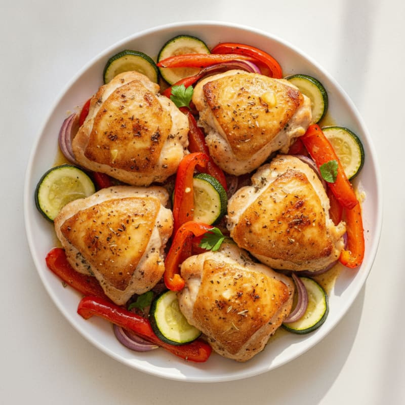 Roasted Chicken Thighs with Garden Vegetables