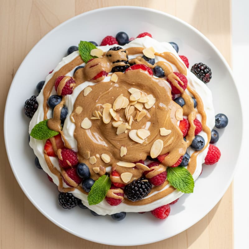 Greek Yogurt Protein Parfait with Berries and Almond Butter