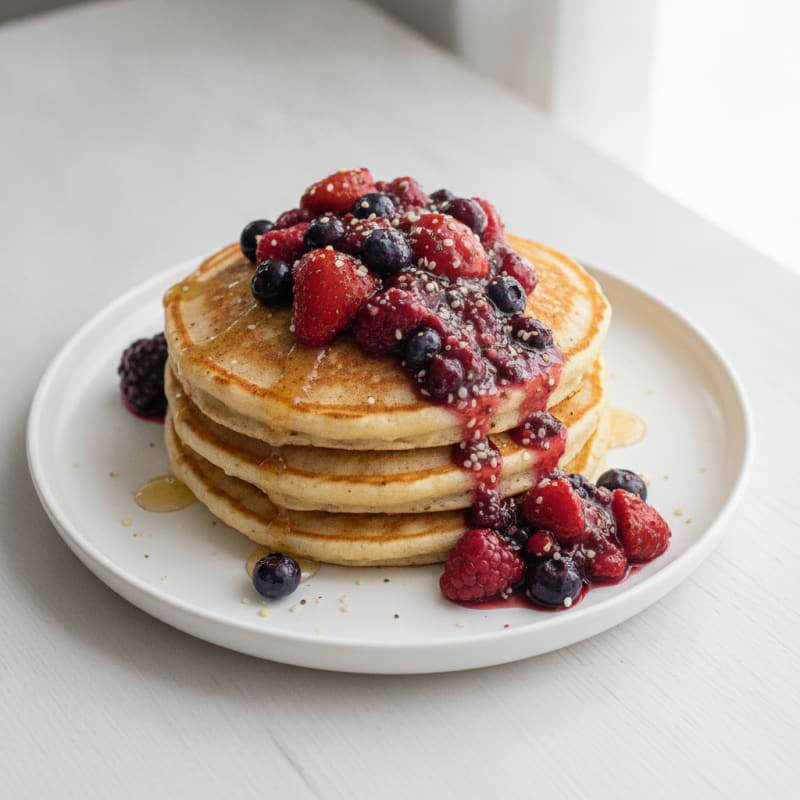 Fluffy Buttermilk Pancakes with Berry Compote