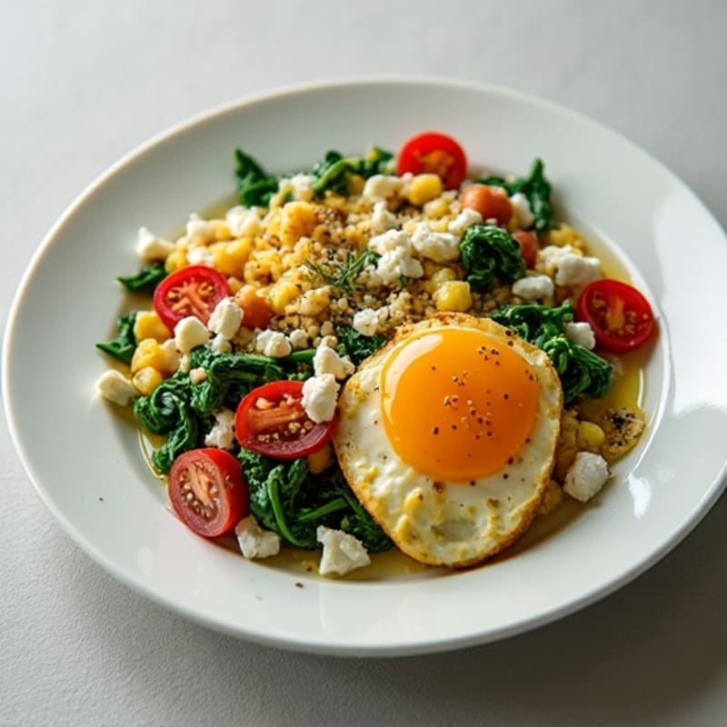 Egg White and Turkey Sausage Scramble with Sautéed Spinach