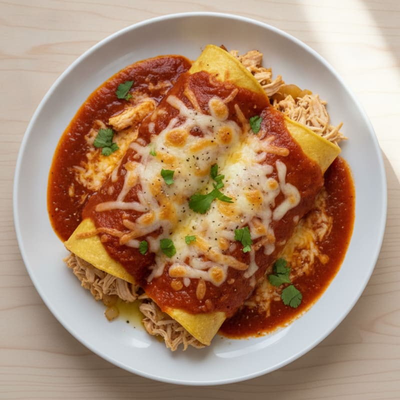 Chicken Enchiladas with Red Sauce