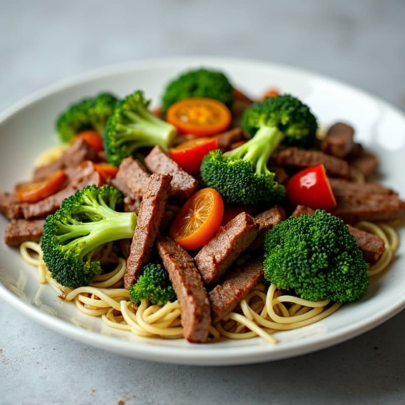 Garlic Ginger Beef and Crispy Broccoli Stir-Fry