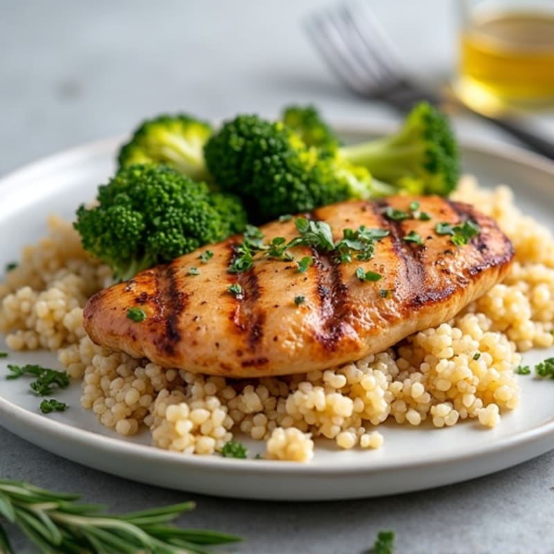 Grilled Turkey Breast with Quinoa and Roasted Broccoli