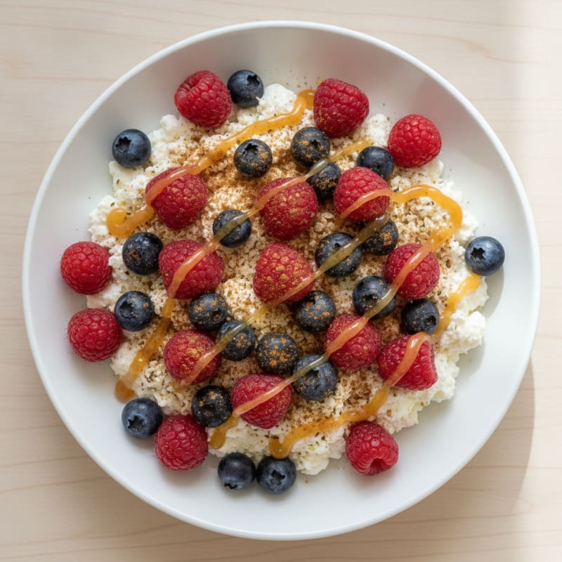 High-Protein Berry and Honey Cottage Cheese Bowl