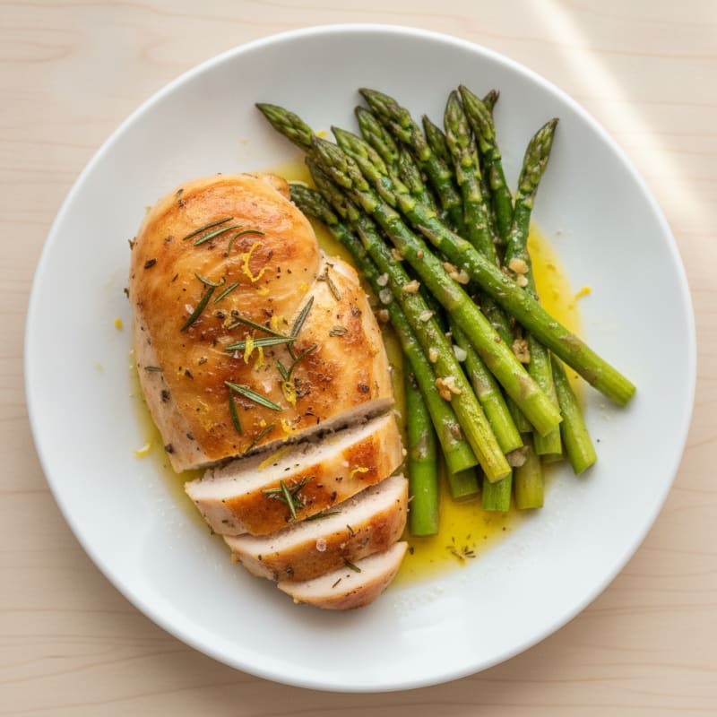 Lemon Herb Roasted Chicken with Asparagus