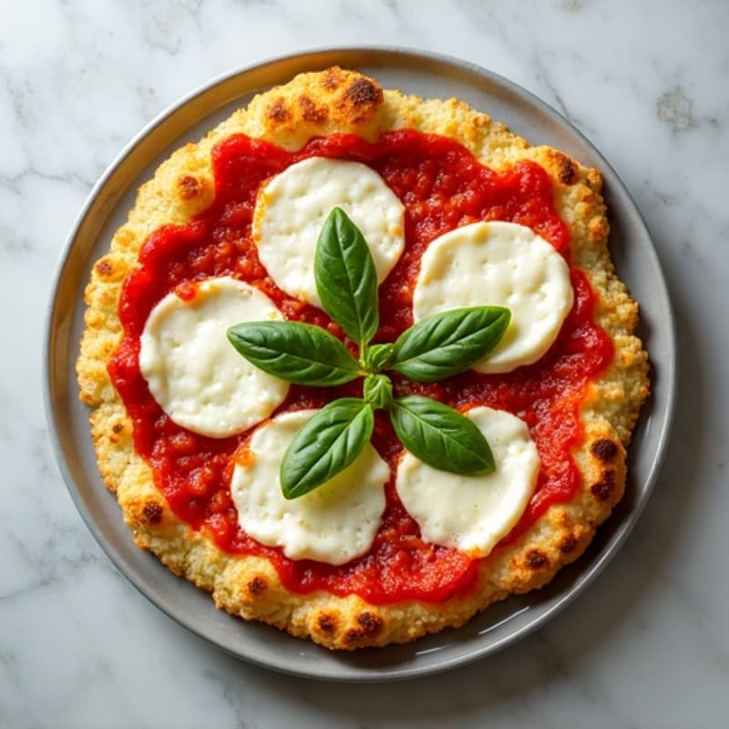 Cauliflower Crust Margherita Pizza with Fresh Basil