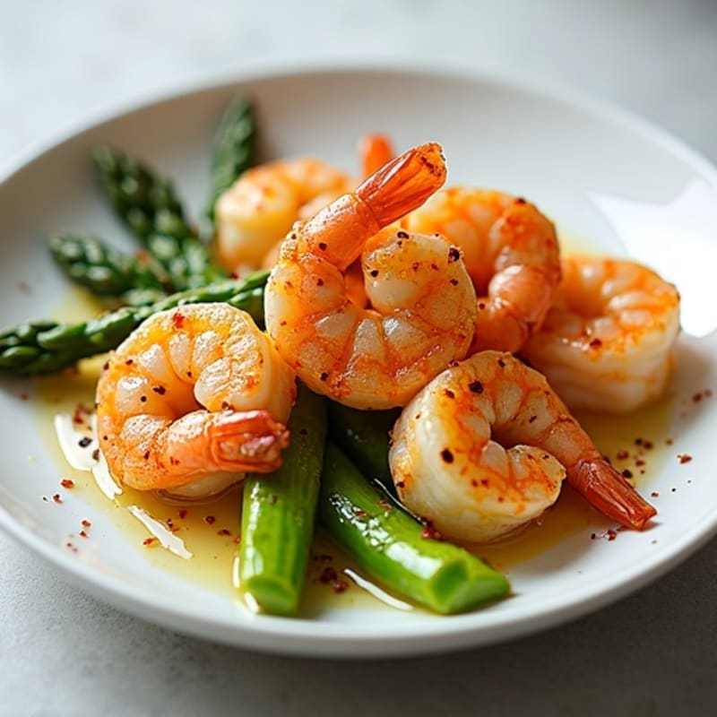 Lemon Garlic Butter Shrimp with Crispy Roasted Asparagus