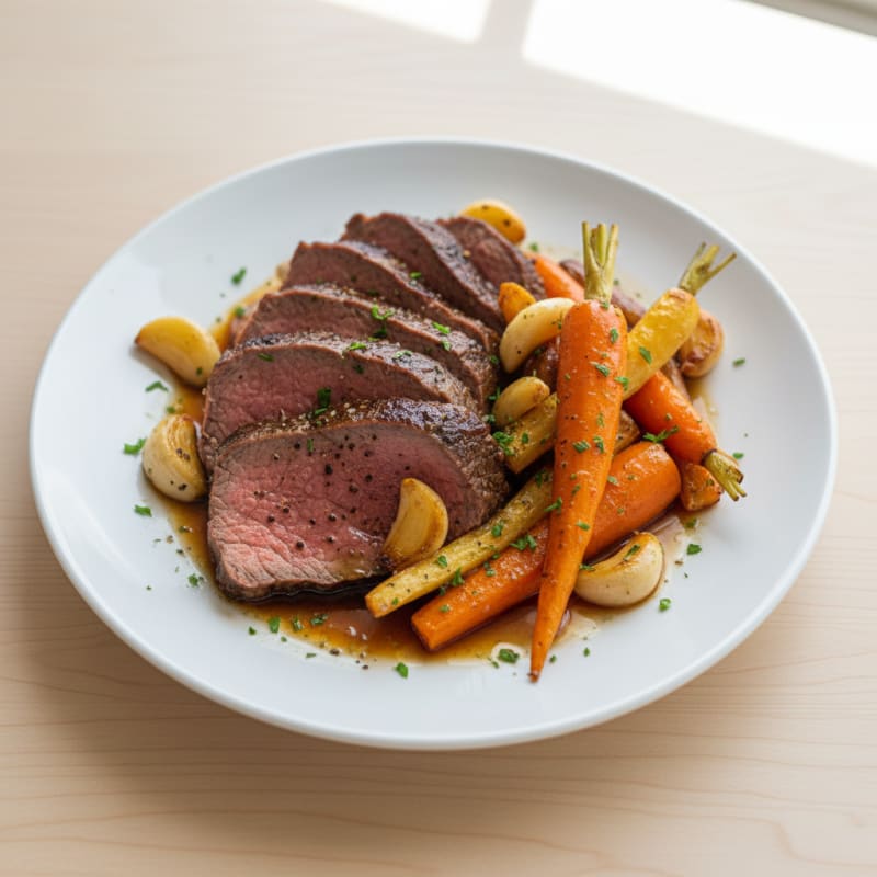 Garlic-Herb Roasted Beef with Root Vegetables