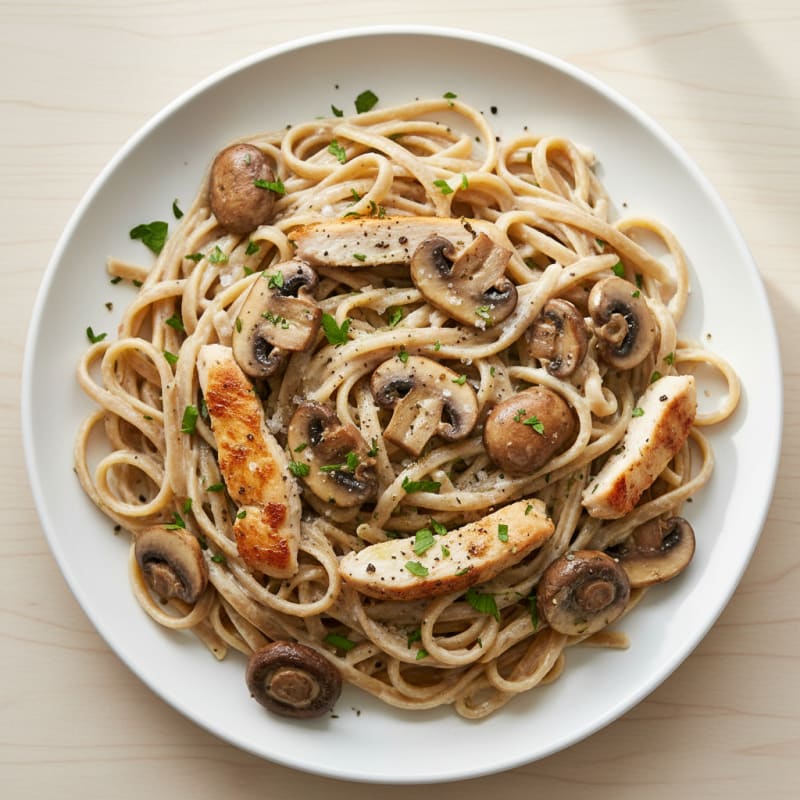 Creamy Mushroom Linguine with Herbs
