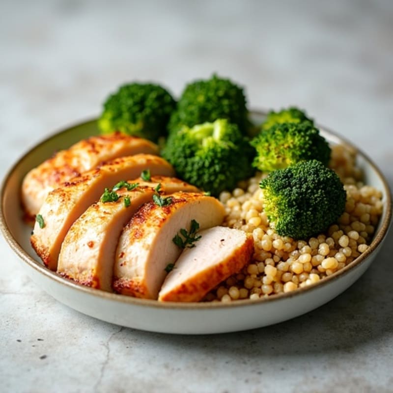 Grilled Turkey Breast with Roasted Broccoli and Quinoa