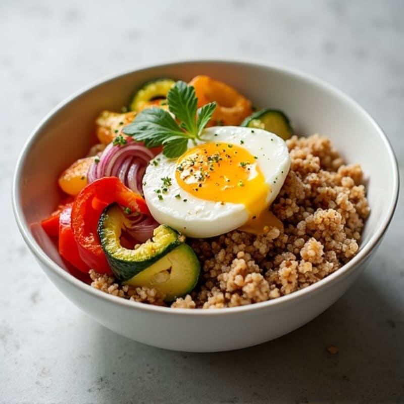 Herb-Seasoned Ground Turkey and Roasted Vegetable Bowl