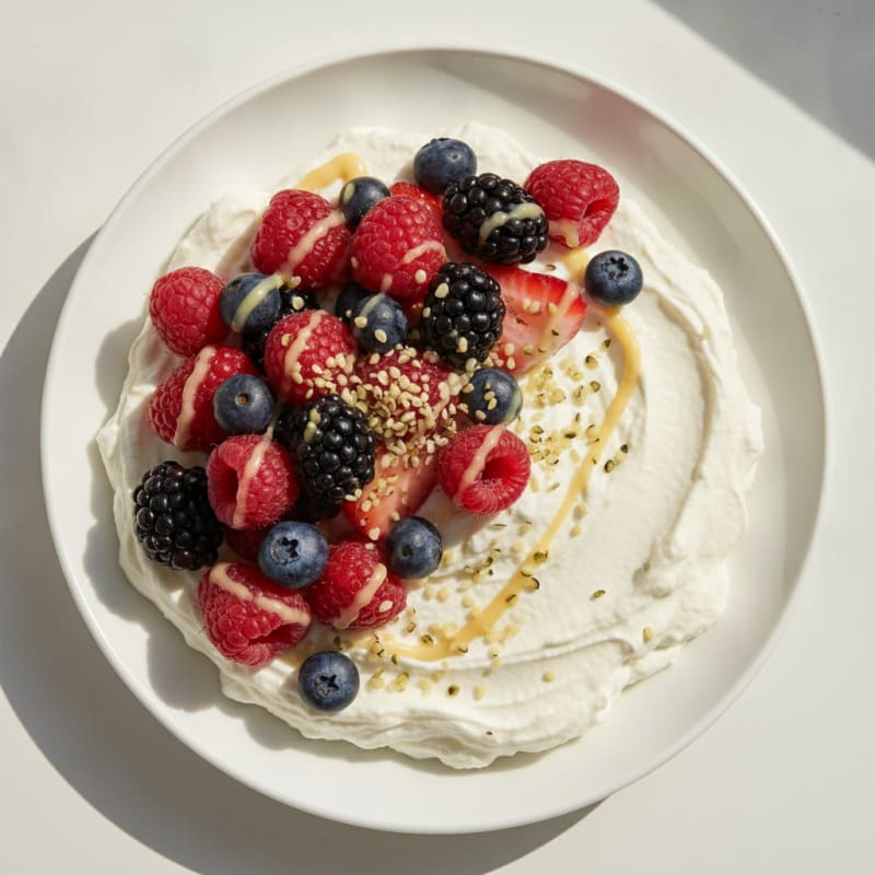 Silky Greek Yogurt Protein Pudding with Mixed Berries