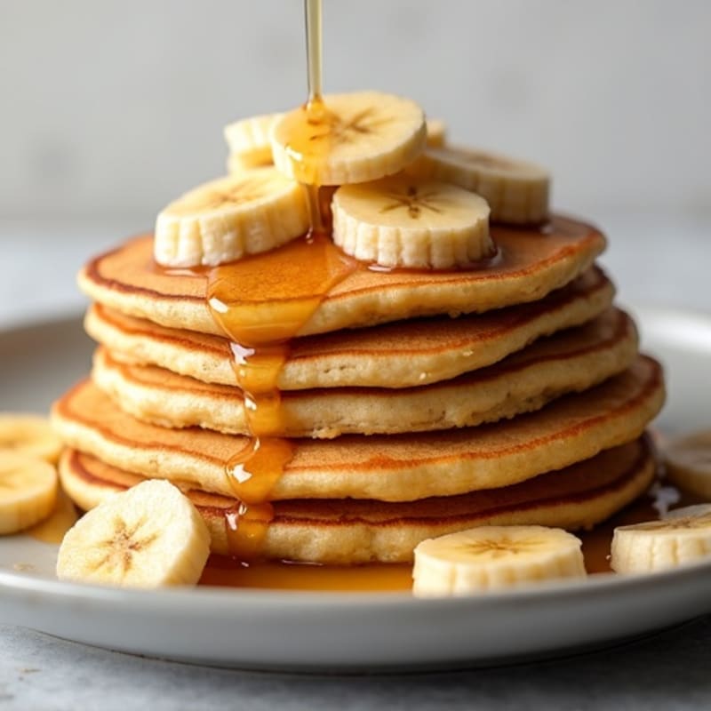 High-Protein Fluffy Banana Pancakes with Warm Caramelized Bananas
