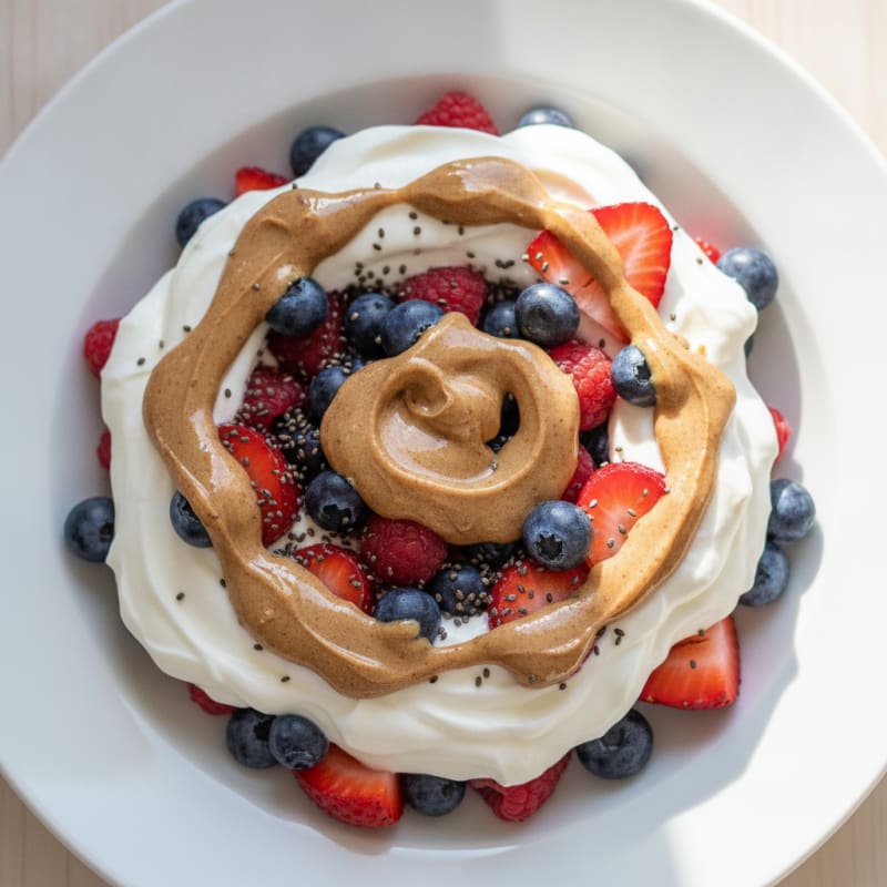 Greek Yogurt Protein Parfait with Berries and Almond Butter