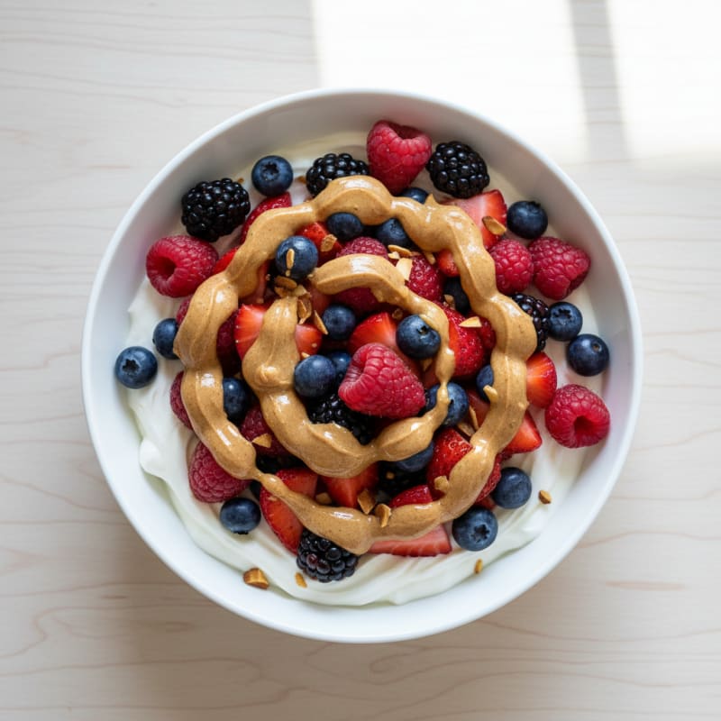 Greek Yogurt Protein Bowl with Mixed Berries and Almond Butter