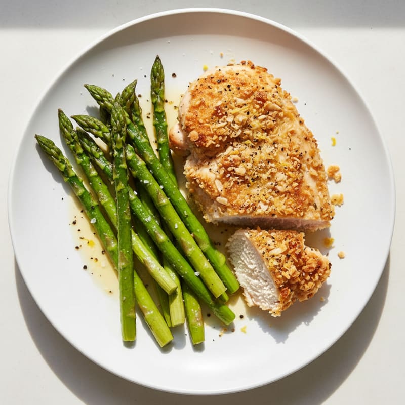 Crispy Lemon Herb Chicken with Roasted Asparagus