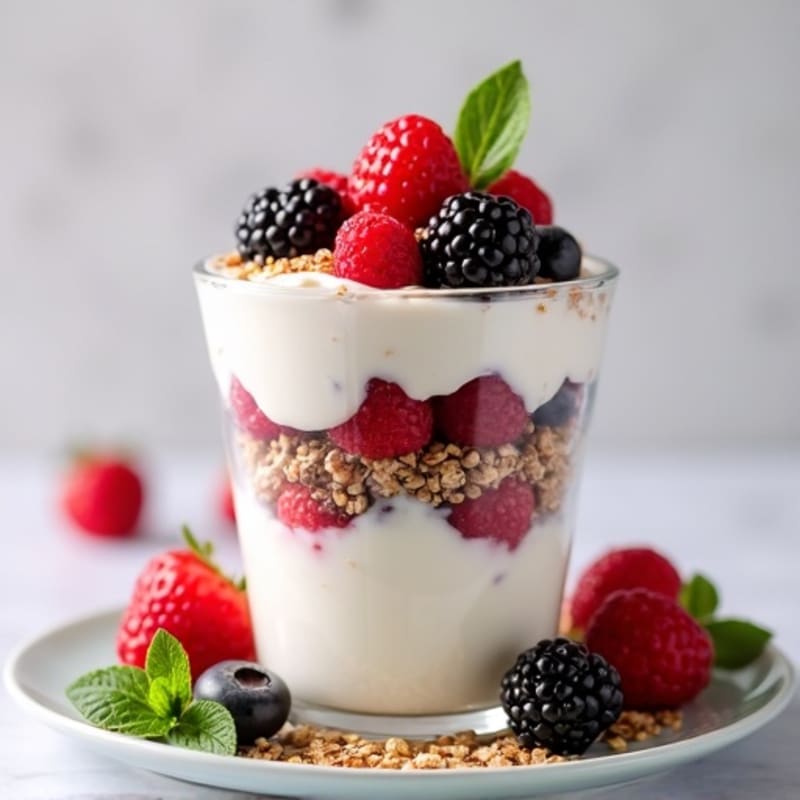 Greek Yogurt Parfait with Mixed Berries and Chia Seeds