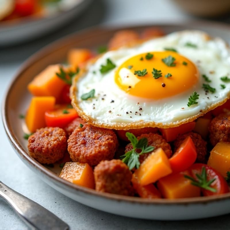 Crispy Pork Chorizo and Sweet Potato Hash