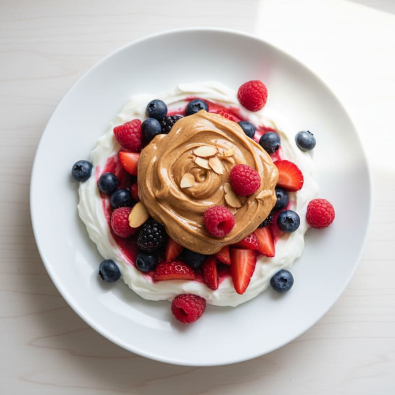 Creamy Greek Yogurt Parfait with Mixed Berries and Almond Butter
