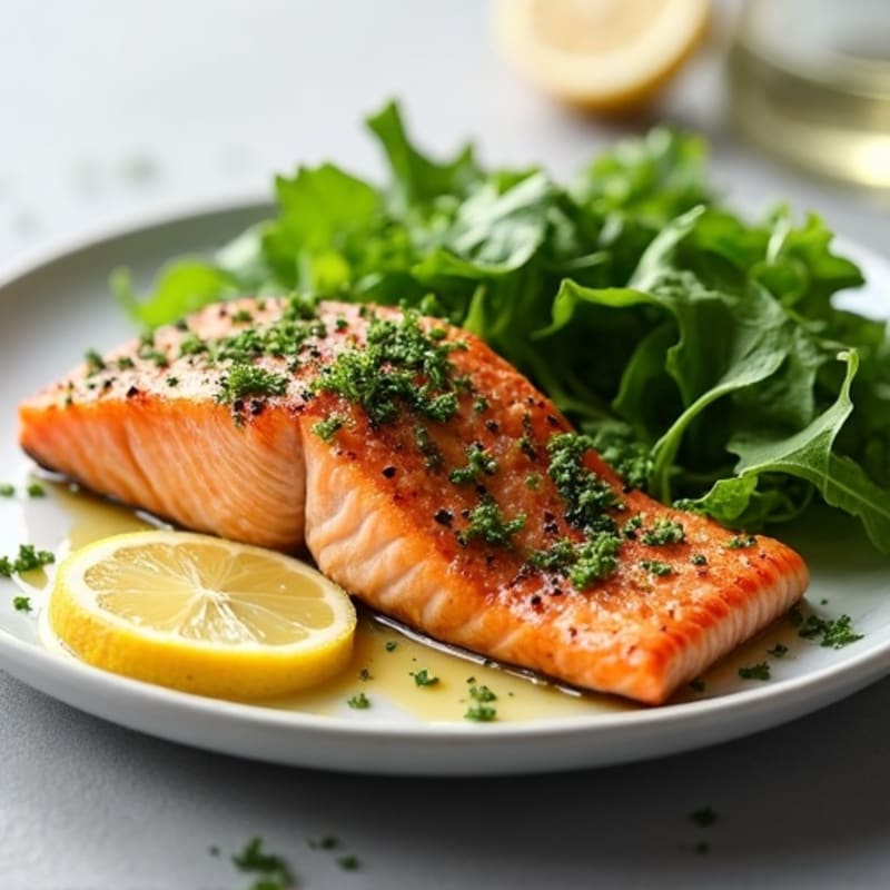 Herb-Crusted Pan Seared Salmon with Lemon