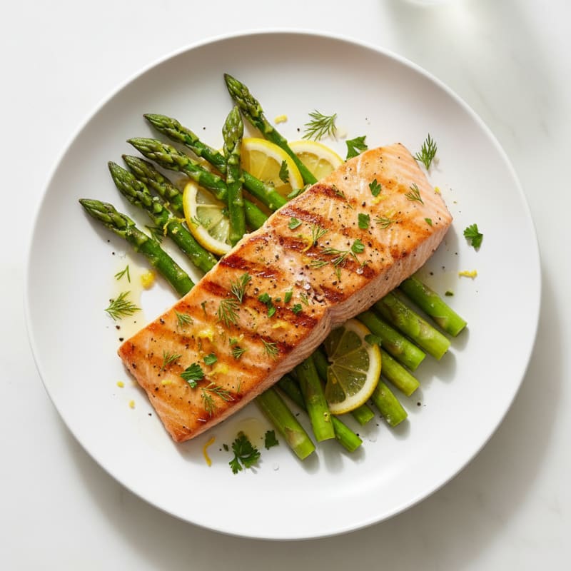 Lemon Herb Grilled Salmon with Asparagus