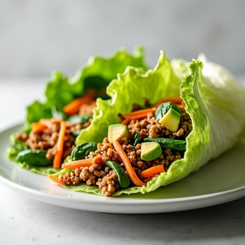Savory Ground Turkey Lettuce Wraps with Fresh Carrots and Spinach
