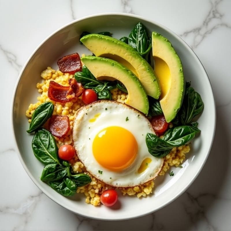 Cottage Cheese Scramble with Spinach and Turkey Bacon