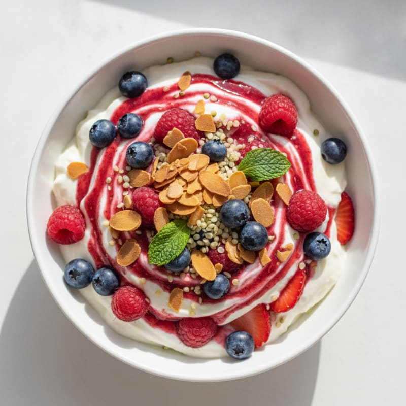 Silky Protein Yogurt Parfait with Mixed Berries