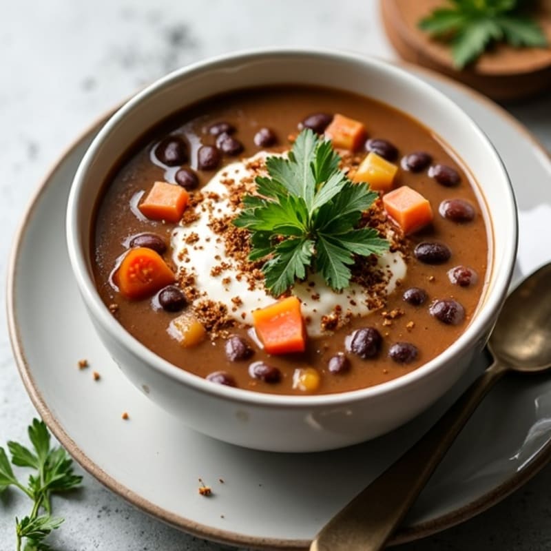 Creamy Black Bean Soup with Fresh Herbs