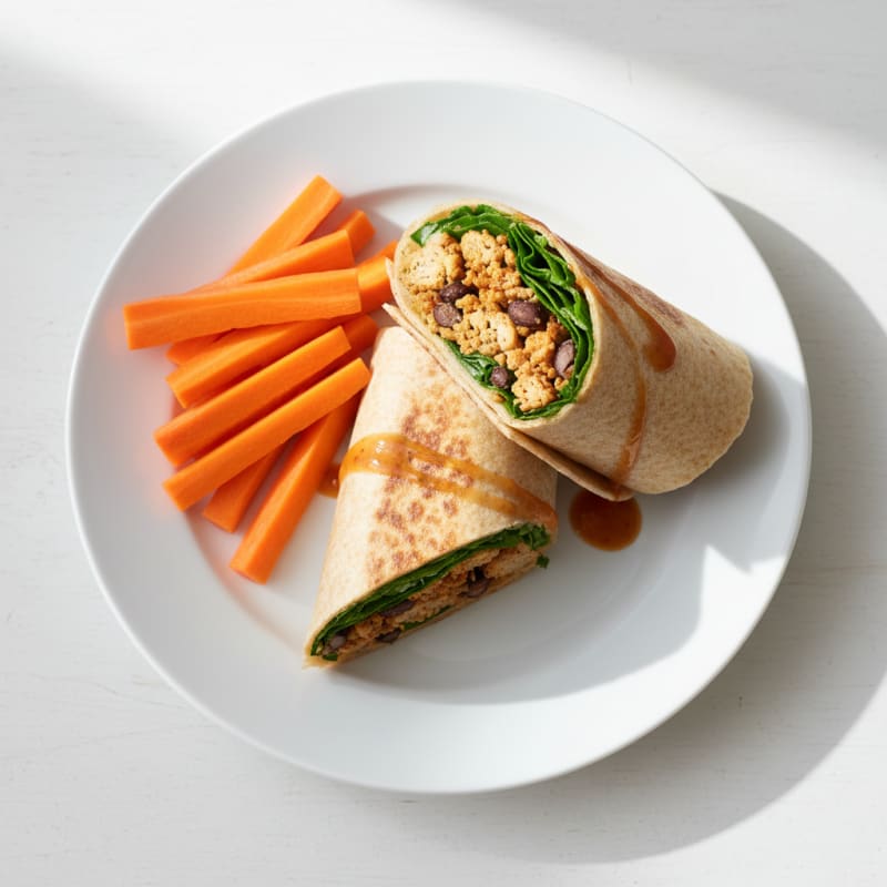 Ground Turkey and Black Bean Wrap with Carrot Sticks