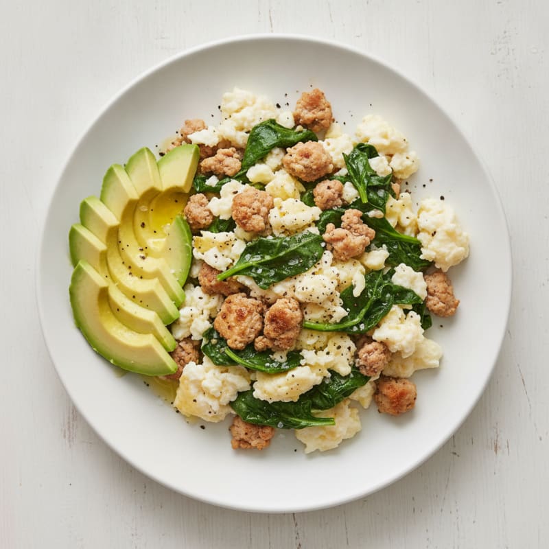 Scrambled Egg Whites with Ground Turkey and Spinach