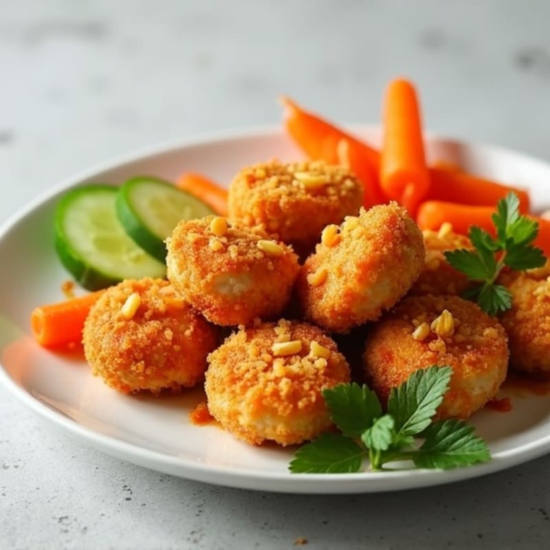 Crispy Baked Buffalo Chicken Bites with Fresh Veggies