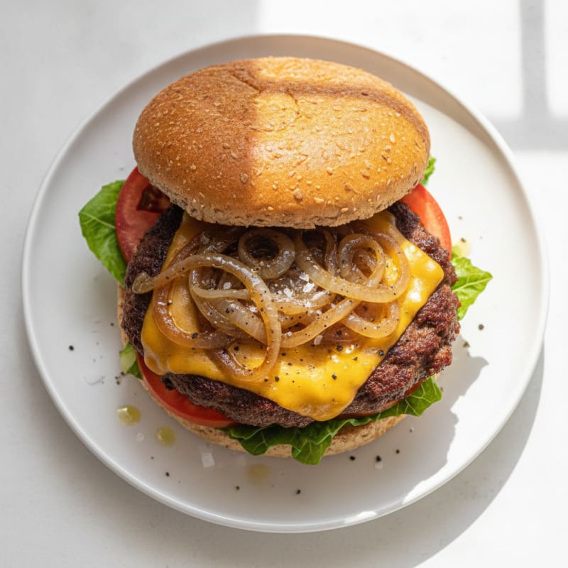 Classic Smashed Burger with Caramelized Onions