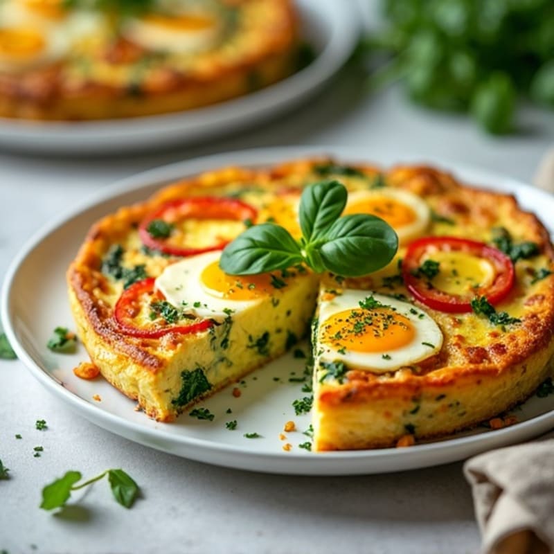 Fluffy Baked Egg Frittata with Fresh Herbs and Spinach