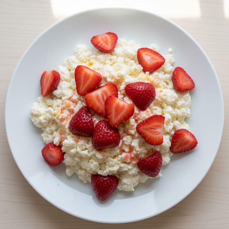 Pressed Cottage Cheese and Berry Bowl with Egg Whites