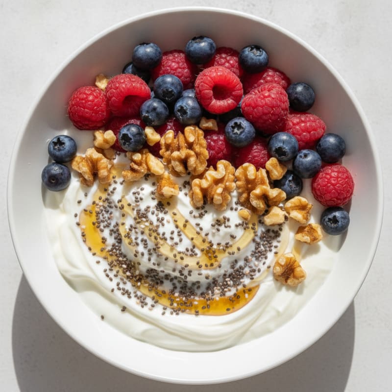 Creamy Greek Yogurt Parfait with Mixed Berries and Chia Seeds