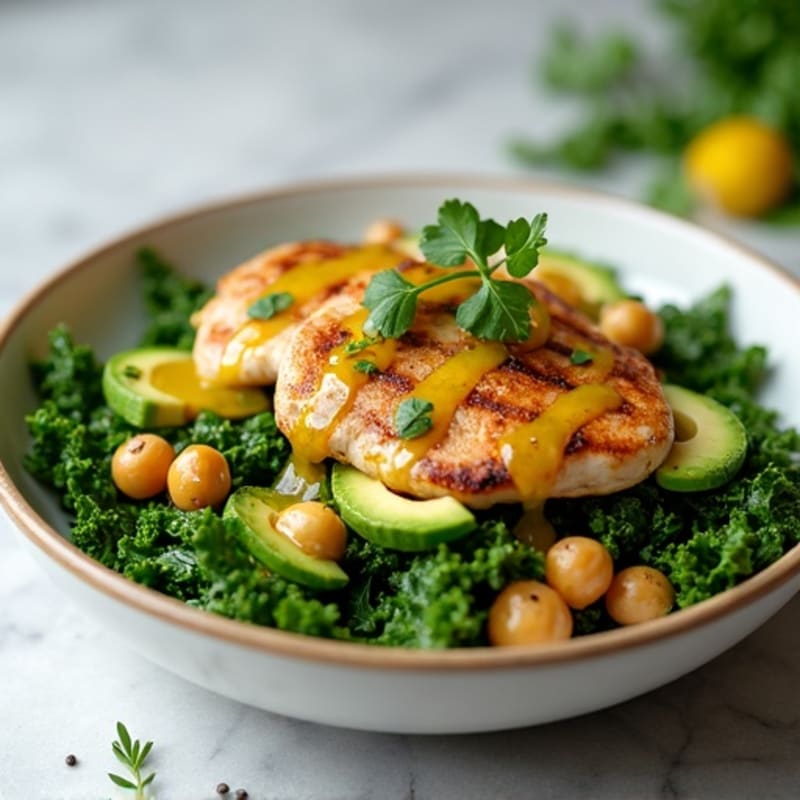 Crunchy Avocado Kale Bowl with Citrus Vinaigrette