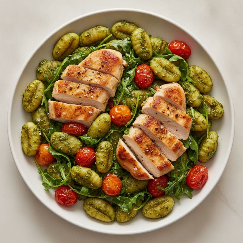 Pan-Seared Chicken and Gnocchi with Arugula Pesto