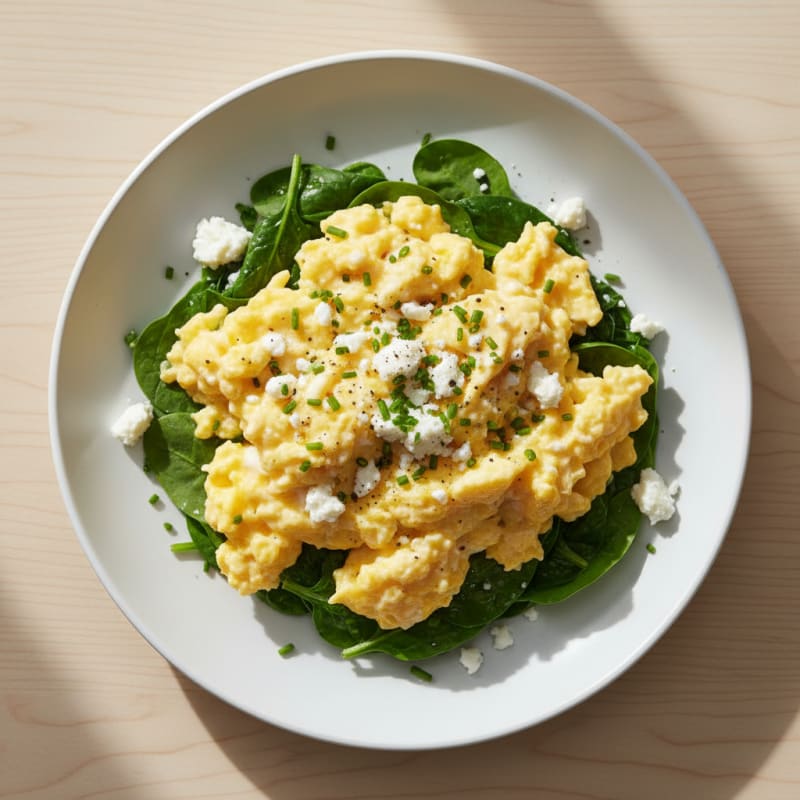 Creamy Feta Scrambled Eggs