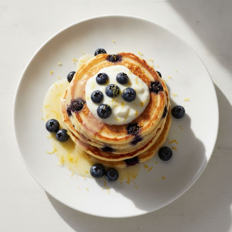 Blueberry Ricotta Pancakes with Lemon Zest