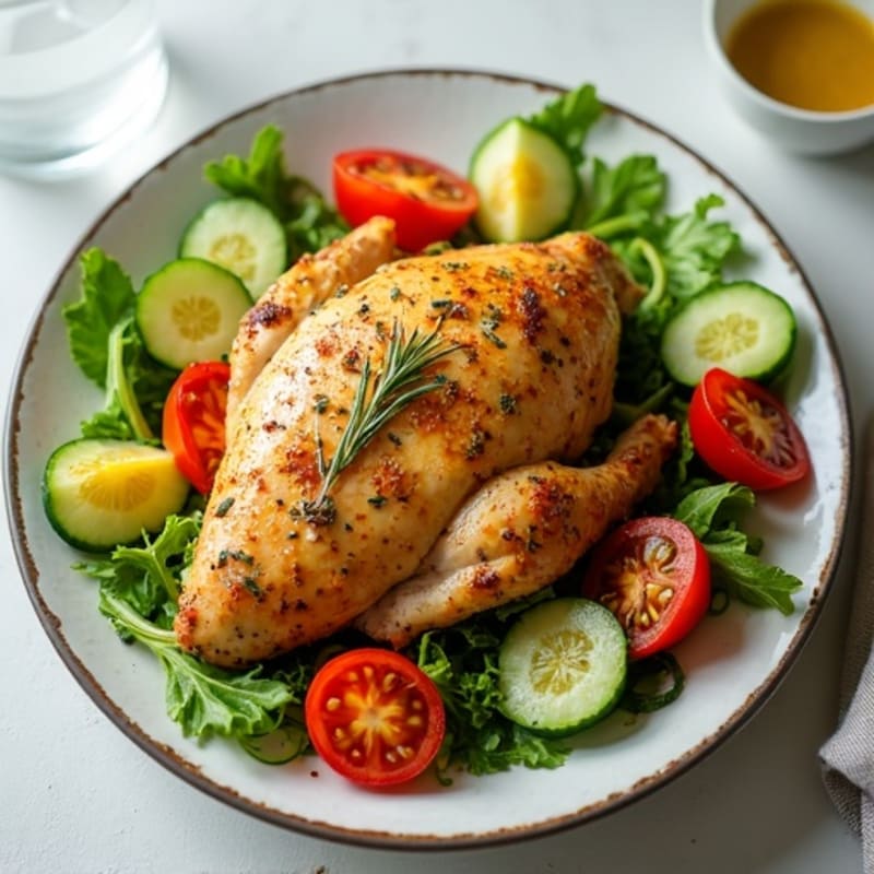 Herb-Roasted Chicken and Crisp Vegetable Salad with Zesty Vinaigrette