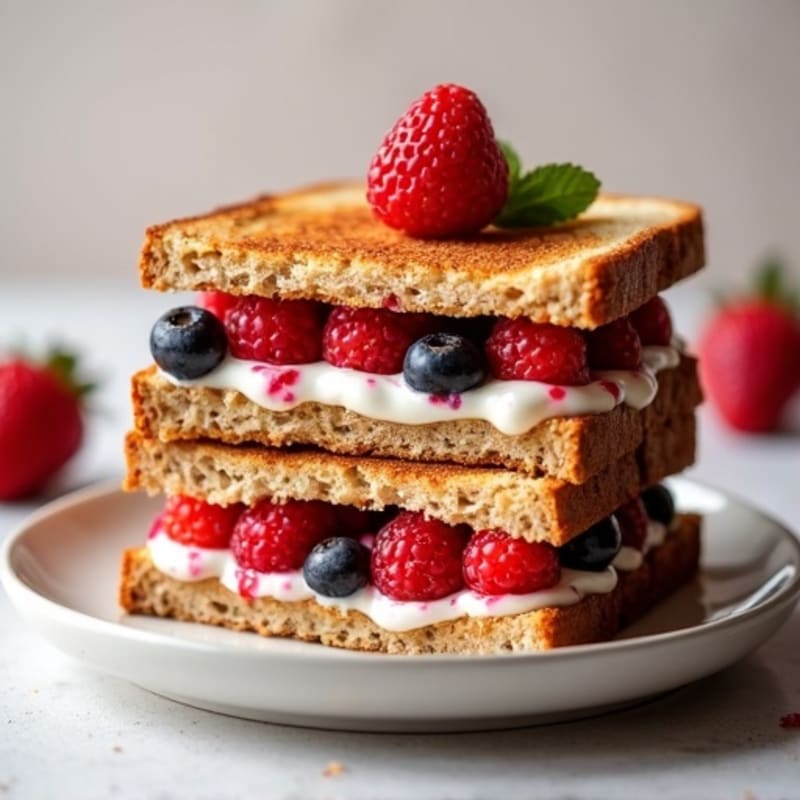 Golden Toasted Peanut Butter and Fresh Berry Sandwich