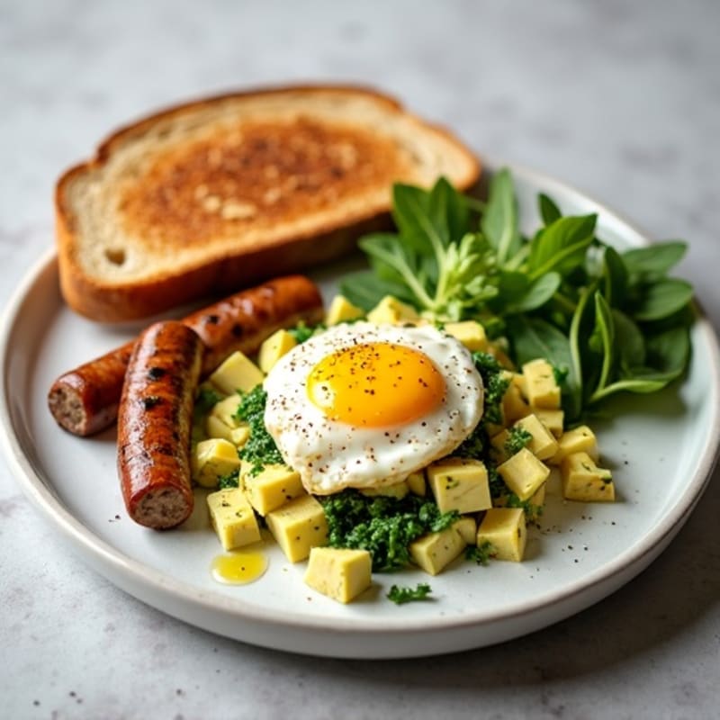 Egg White and Spinach Scramble with Turkey Sausage