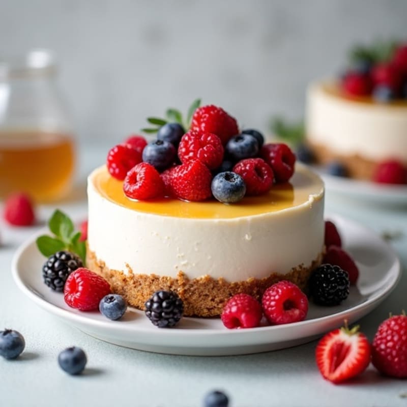Creamy Greek Yogurt Protein Cheesecake with Mixed Berries