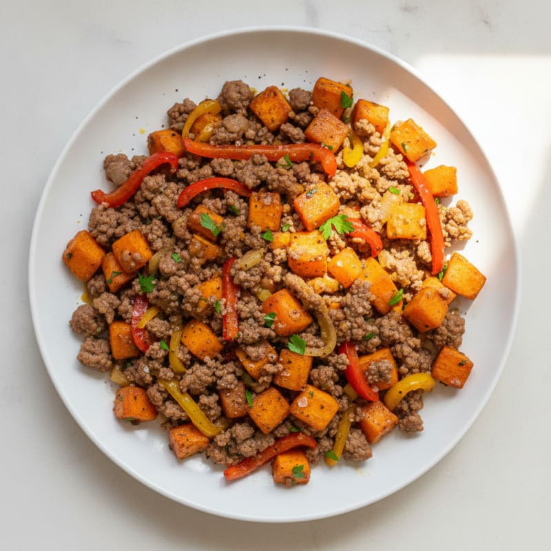 Ground Beef and Sweet Potato Skillet