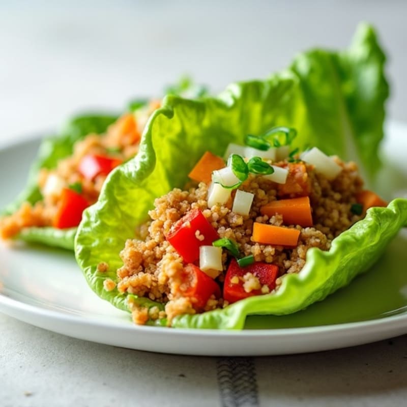 Chicken Mince Lettuce Wraps with Crispy Vegetables