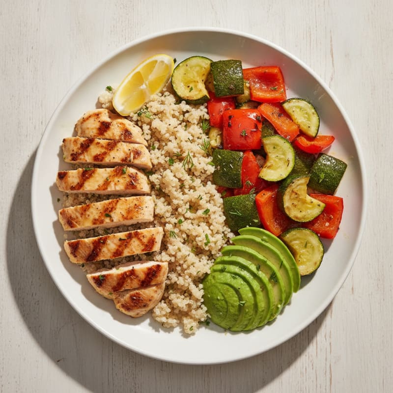 Grilled Chicken and Quinoa Power Bowl with Roasted Vegetables