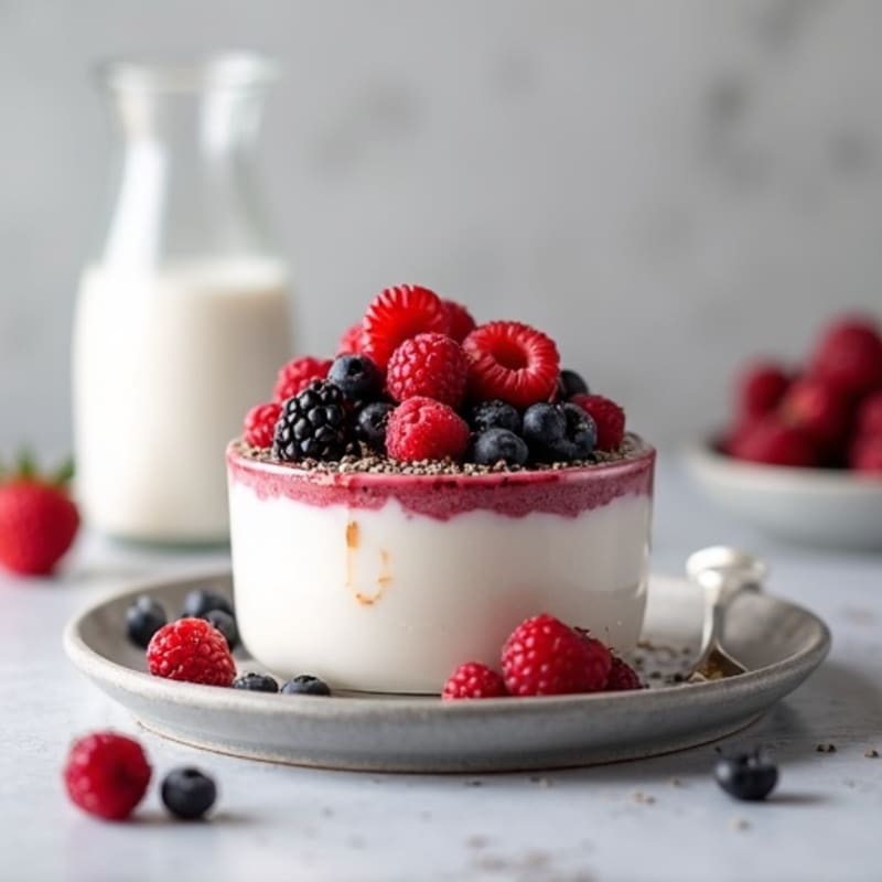 Greek Yogurt Protein Pudding with Mixed Berries